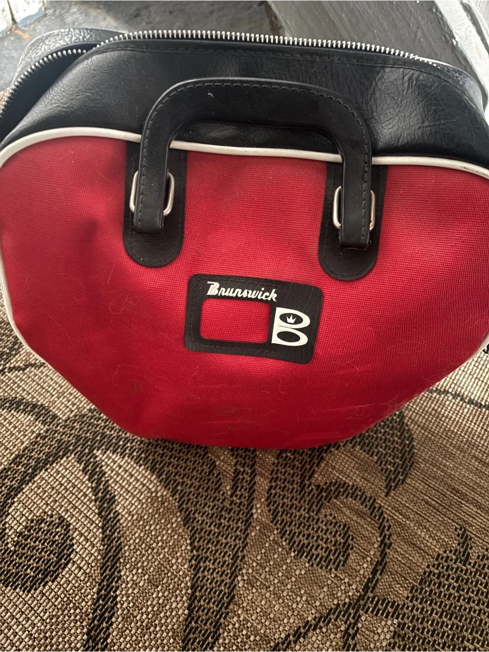 Vintage Brunswick Red Bowling Bag with Black Trim